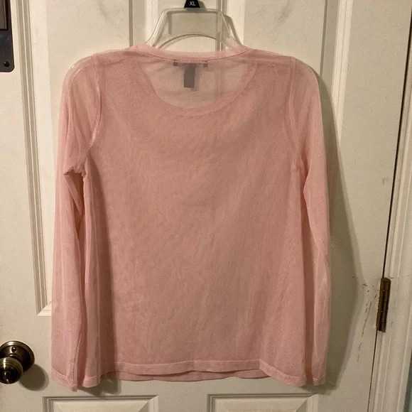Forever 21 Sheer Pink Long Sleeve Top L Like New - Picture 3 of 6